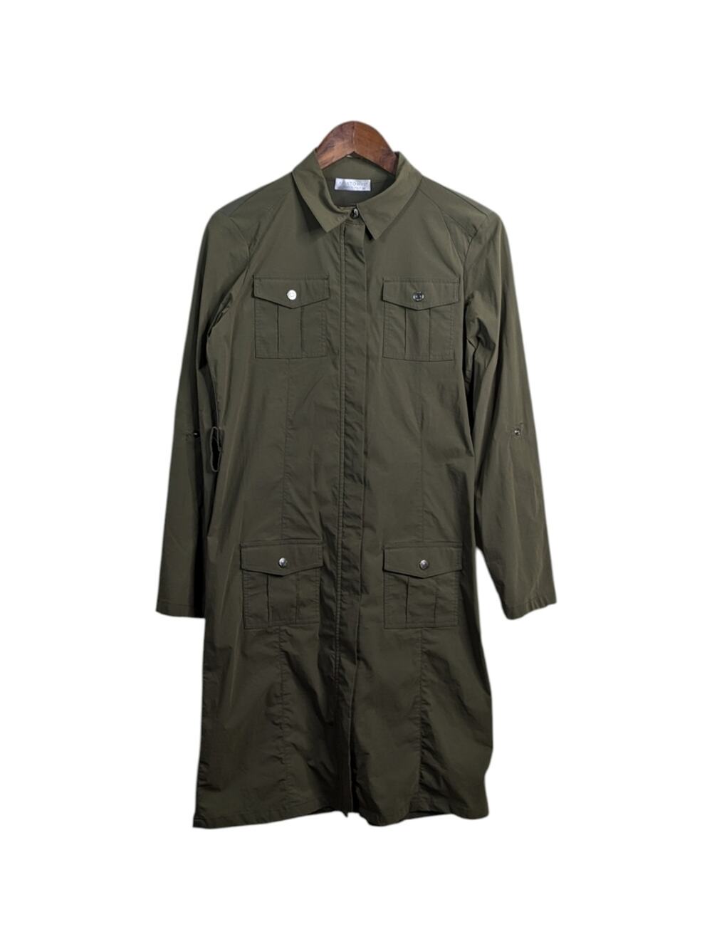 Anatomie Lina Cargo Travel Dress Medium Green Belted Utility Zip Pockets Travel